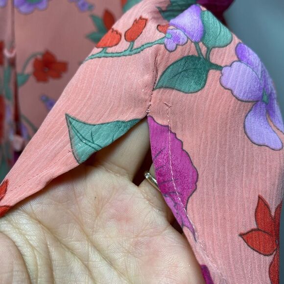 Victoria’s Secret Gold Label| Vintage Floral Nightgown Shirt Pajama Top Pink M/L - Picture 10 of 13